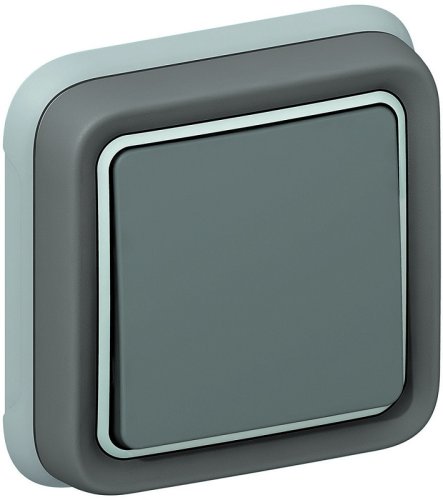 Переключатель с рамкой Legrand Plexo 1-кл. проходной IP55 серый картинка